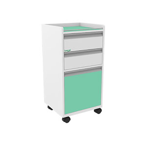 MESA DE CABECEIRA EM LAMINDADO MELAMÍNICO COM DUAS GAVETAS E UMA PORTA